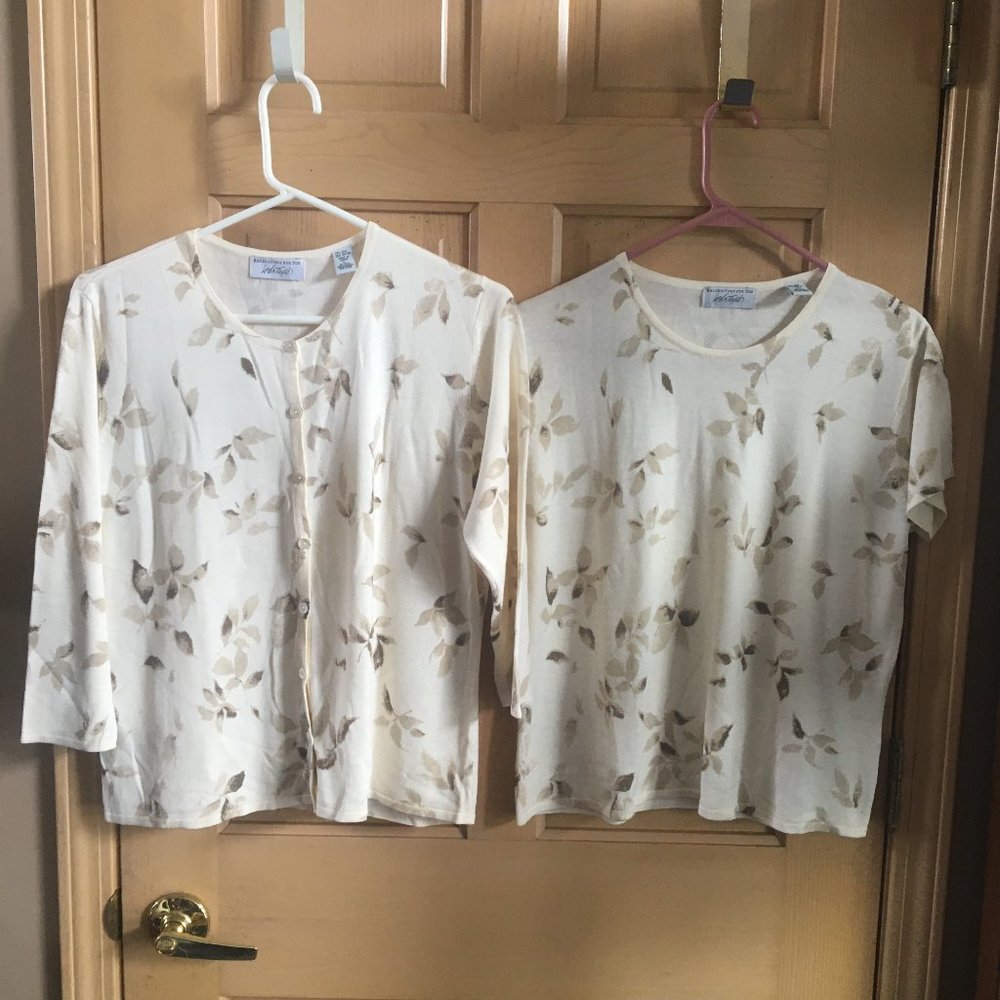 Lord & Taylor Silk Blend 2 pc. Cardigan Set - Size L - SEE NOTE